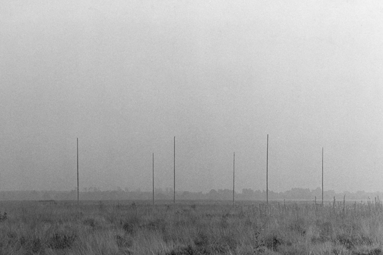 This is an image of a large scale specific site outdoor sculpture installation by Sjak Marks.  The work was created during an early stay in North America by the artist.